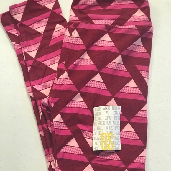 LULAROE One Size Pink Geometric Leggings NWT - Picture 2 of 6